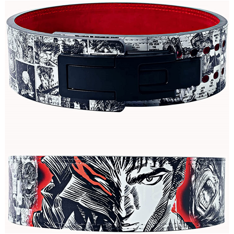 Adjustable Lever Leather Character Print Powerlifting Belt