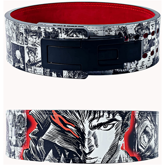 Adjustable Lever Leather Character Print Powerlifting Belt