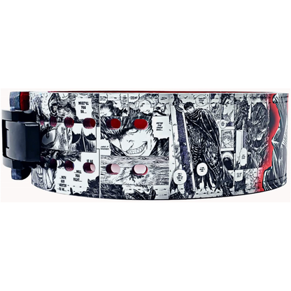Adjustable Lever Leather Character Print Powerlifting Belt