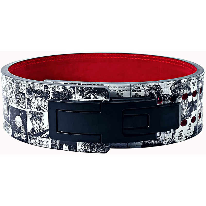 Adjustable Lever Leather Character Print Powerlifting Belt