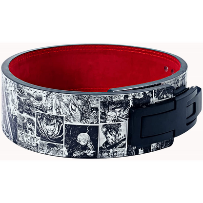 Adjustable Lever Leather Character Print Powerlifting Belt