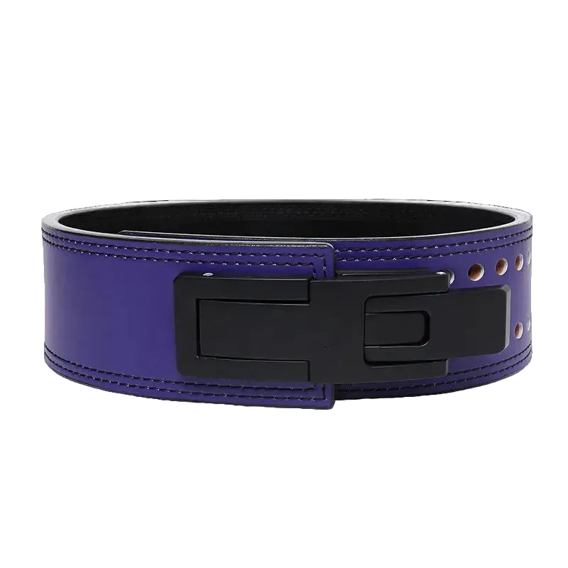 Adjustable Lever Leather Powerlifting Belt - Purple