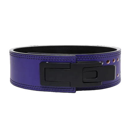 Adjustable Lever Leather Powerlifting Belt - Purple