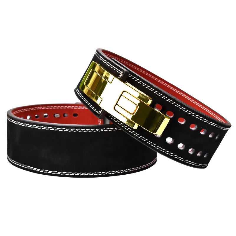 Adjustable Lever Suede Leather Powerlifting Belt